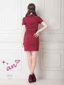 an/AOC-3501/ワンピース/襟付き/フロントジップ/タイトワンピ/キャバドレス/袖あり/半袖