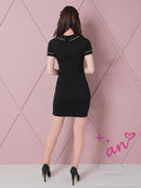 an/AOC-3501/ワンピース/襟付き/フロントジップ/タイトワンピ/キャバドレス/袖あり/半袖