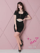 an/AOC-3501/ワンピース/襟付き/フロントジップ/タイトワンピ/キャバドレス/袖あり/半袖