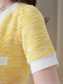 an/AOC-3503/セットアップ/ミニドレス/タイト/ツイード/スーパーストレッチ/袖あり/韓国風