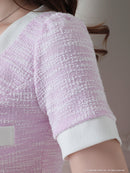 an/AOC-3503/セットアップ/ミニドレス/タイト/ツイード/スーパーストレッチ/袖あり/韓国風