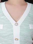 an/AOC-3503/セットアップ/ミニドレス/タイト/ツイード/スーパーストレッチ/袖あり/韓国風