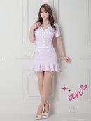 an/AOC-3503/セットアップ/ミニドレス/タイト/ツイード/スーパーストレッチ/袖あり/韓国風