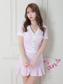 an/AOC-3503/セットアップ/ミニドレス/タイト/ツイード/スーパーストレッチ/袖あり/韓国風