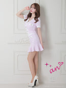 an/AOC-3503/セットアップ/ミニドレス/タイト/ツイード/スーパーストレッチ/袖あり/韓国風