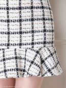 an/AOC-3514/セットアップ/ミニドレス/ツイード/チェック柄/キャバドレス/袖あり/[如月れい]さん着用