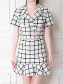 an/AOC-3514/セットアップ/ミニドレス/ツイード/チェック柄/キャバドレス/袖あり/[如月れい]さん着用