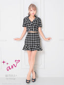 an/AOC-3514/セットアップ/ミニドレス/ツイード/チェック柄/キャバドレス/袖あり/[如月れい]さん着用