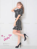 an/AOC-3514/セットアップ/ミニドレス/ツイード/チェック柄/キャバドレス/袖あり/[如月れい]さん着用