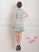 an/AOC-3536/ワンピース/襟付き/キャバドレス/チェック柄/フリルワンピース