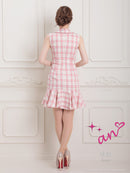 an/AOC-3536/ワンピース/襟付き/キャバドレス/チェック柄/フリルワンピース