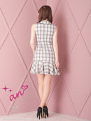 an/AOC-3536/ワンピース/襟付き/キャバドレス/チェック柄/フリルワンピース