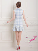 an/AOC-3536/ワンピース/襟付き/キャバドレス/チェック柄/フリルワンピース