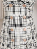 an/AOC-3536/ワンピース/襟付き/キャバドレス/チェック柄/フリルワンピース