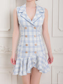 an/AOC-3536/ワンピース/襟付き/キャバドレス/チェック柄/フリルワンピース