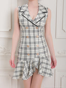 an/AOC-3536/ワンピース/襟付き/キャバドレス/チェック柄/フリルワンピース