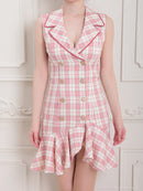 an/AOC-3536/ワンピース/襟付き/キャバドレス/チェック柄/フリルワンピース