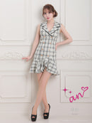 an/AOC-3536/ワンピース/襟付き/キャバドレス/チェック柄/フリルワンピース