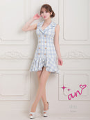 an/AOC-3536/ワンピース/襟付き/キャバドレス/チェック柄/フリルワンピース