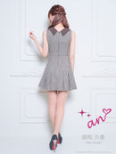 an/AOC-3672/ワンピース/ミニドレス/キャバドレス/千鳥柄/プリーツ/フレアワンピース/襟付き