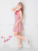 an/AOC-3672/ワンピース/ミニドレス/キャバドレス/千鳥柄/プリーツ/フレアワンピース/襟付き