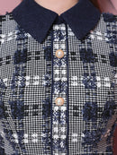 an/AOC-3541/ワンピース/ツイード/パールボタン/チェック/襟付き/キャバドレス/桜咲乃愛さん着用