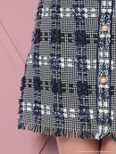 an/AOC-3541/ワンピース/ツイード/パールボタン/チェック/襟付き/キャバドレス/桜咲乃愛さん着用