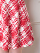 an/AOC-3549/ワンピース/襟付き/キャバドレス/チェック柄/フレア/ノースリーブ/フロントジップ/[れみ]さん着用