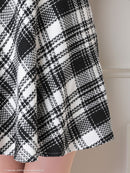 an/AOC-3549/ワンピース/襟付き/キャバドレス/チェック柄/フレア/ノースリーブ/フロントジップ/[れみ]さん着用