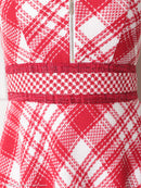 an/AOC-3549/ワンピース/襟付き/キャバドレス/チェック柄/フレア/ノースリーブ/フロントジップ/[れみ]さん着用