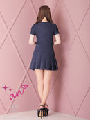 an/AOC-3551/セットアップ/袖あり/キャバドレス/ツイード/プリーツスカート/星野ティナさん/ゆりお着用