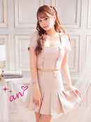 an/AOC-3551/セットアップ/袖あり/キャバドレス/ツイード/プリーツスカート/星野ティナさん/ゆりお着用