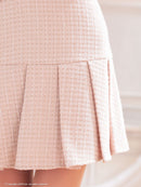 an/AOC-3551/セットアップ/袖あり/キャバドレス/ツイード/プリーツスカート/星野ティナさん/ゆりお着用