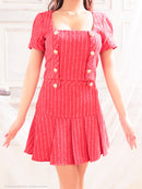 an/AOC-3551/セットアップ/袖あり/キャバドレス/ツイード/プリーツスカート/星野ティナさん/ゆりお着用