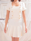 an/AOC-3551/セットアップ/袖あり/キャバドレス/ツイード/プリーツスカート/星野ティナさん/ゆりお着用