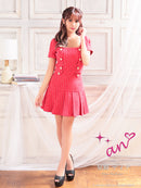 an/AOC-3551/セットアップ/袖あり/キャバドレス/ツイード/プリーツスカート/星野ティナさん/ゆりお着用