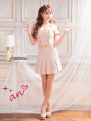 an/AOC-3551/セットアップ/袖あり/キャバドレス/ツイード/プリーツスカート/星野ティナさん/ゆりお着用