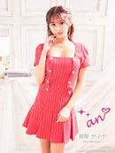 an/AOC-3551/セットアップ/袖あり/キャバドレス/ツイード/プリーツスカート/星野ティナさん/ゆりお着用