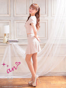 an/AOC-3551/セットアップ/袖あり/キャバドレス/ツイード/プリーツスカート/星野ティナさん/ゆりお着用