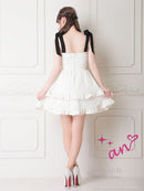 an/AOC-3569/ワンピース/リボンショルダー/フロントジップ/Aライン/キャバドレス/フレア/れみ着用