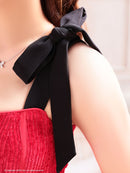 an/AOC-3569/ワンピース/リボンショルダー/フロントジップ/Aライン/キャバドレス/フレア/れみ着用