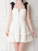 an/AOC-3569/ワンピース/リボンショルダー/フロントジップ/Aライン/キャバドレス/フレア/れみ着用