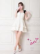 an/AOC-3569/ワンピース/リボンショルダー/フロントジップ/Aライン/キャバドレス/フレア/れみ着用