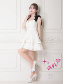 an/AOC-3569/ワンピース/リボンショルダー/フロントジップ/Aライン/キャバドレス/フレア/れみ着用