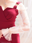 an/AOC-3571/ワンピース/長袖/シアー/キャバドレス/パールボタン/タイト/鈴音りん着用/天乃えま着用