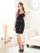 an/AOC-3571/ワンピース/長袖/シアー/キャバドレス/パールボタン/タイト/鈴音りん着用/天乃えま着用