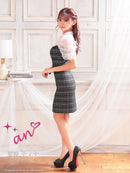 an/AOC-3572/ワンピース/袖あり/襟付き/ツイード/キャバドレス/シアー/タイト/パフスリーブ/カルアさん着用/星野ティナさん着用