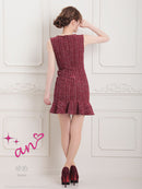 an/AOC-3575/ワンピース/ミニドレス/タイトワンピ/ツイード/キャバドレス/フロントジップ