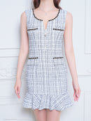 an/AOC-3575/ワンピース/ミニドレス/タイトワンピ/ツイード/キャバドレス/フロントジップ