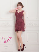 an/AOC-3575/ワンピース/ミニドレス/タイトワンピ/ツイード/キャバドレス/フロントジップ